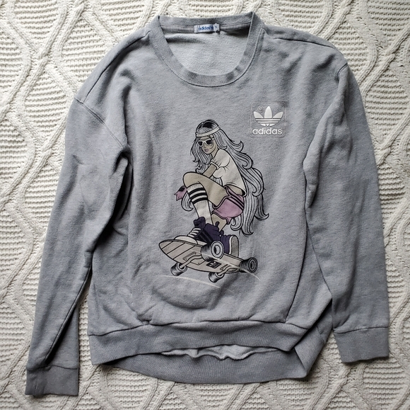 adidas Tops - RARE Adidas Originals Gray Skater Girl Sweatshirt